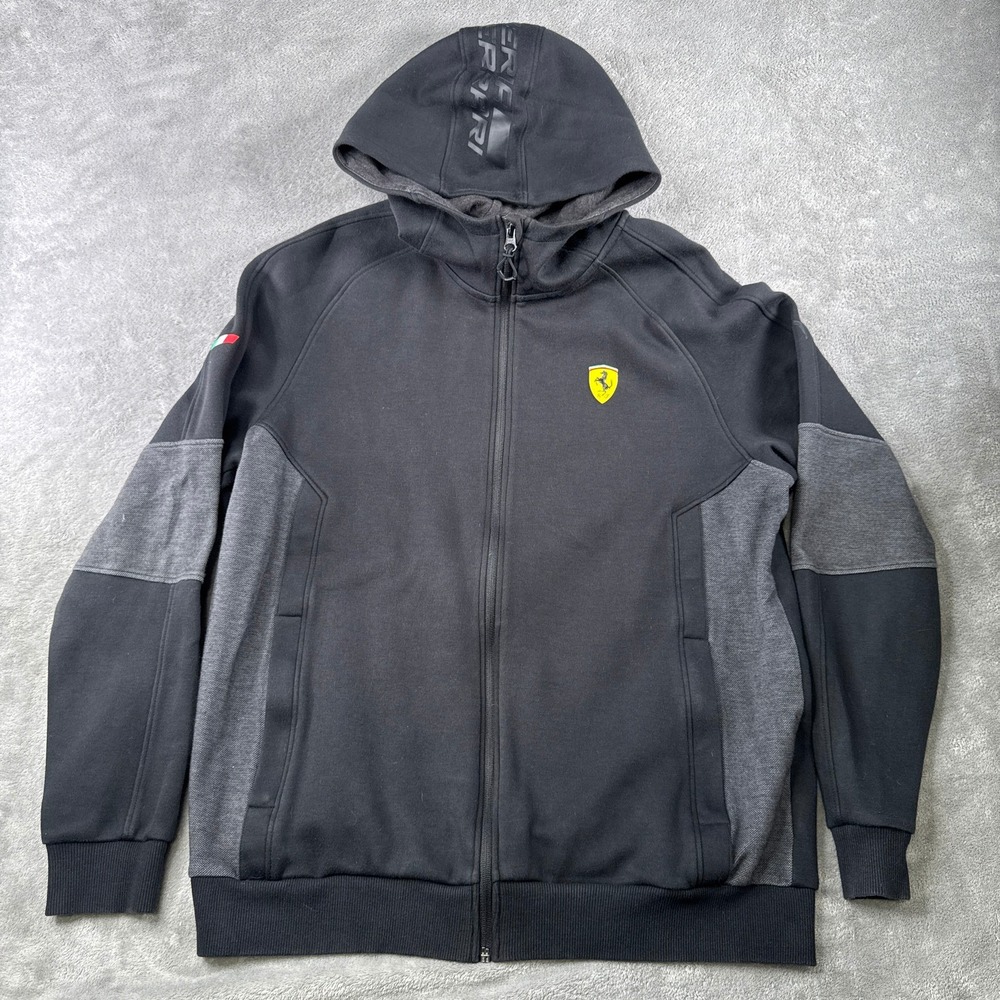 Puma Ferrari Hoodie Mens XL Black Full Zip Scuderia Motorsport Track Jacket